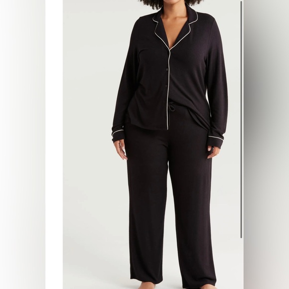 Brushed Hacci Pajamas Set Size Small Black - Picture 1 of 4